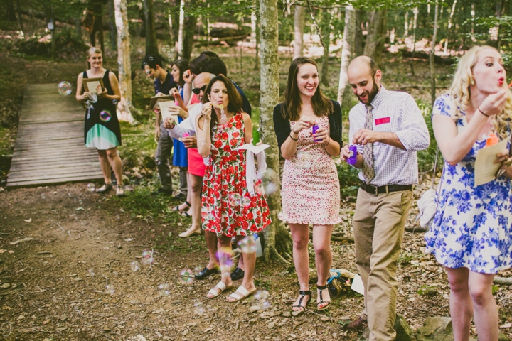 Bubble exit at wedding