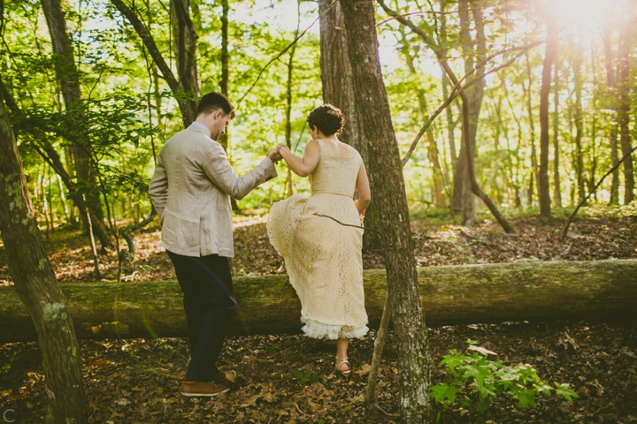 Bride and groom in Duke Forest