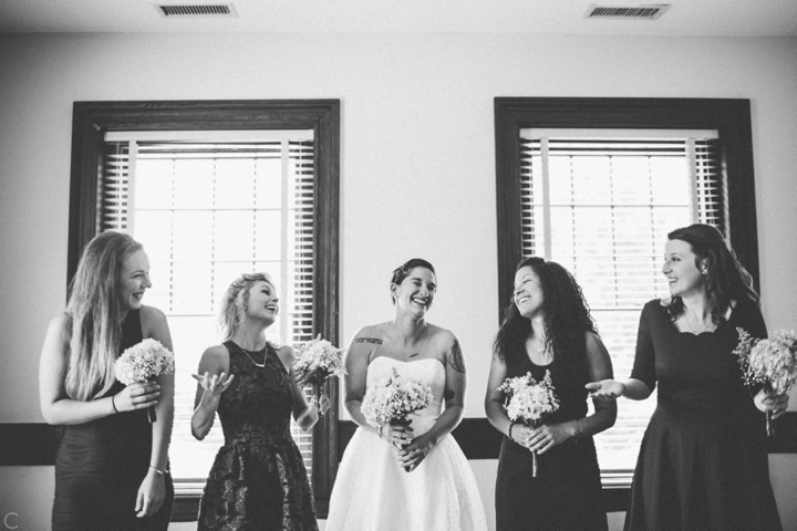 Bridesmaids laughing