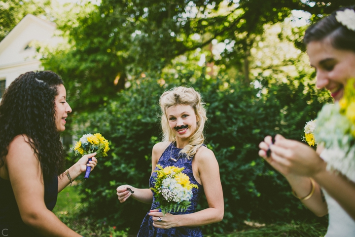 Bridesmaid with fake mustache