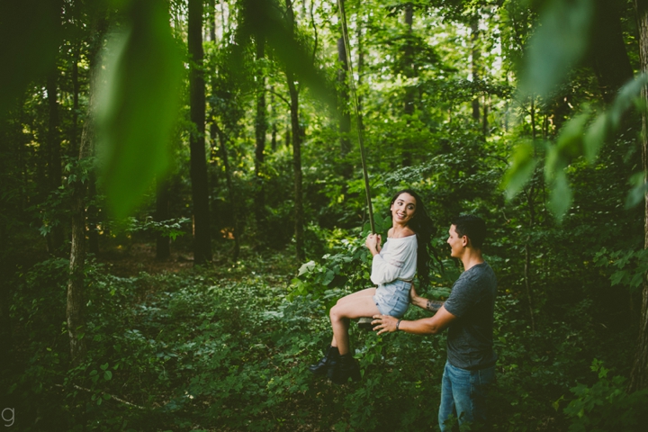 Couple on tree swing