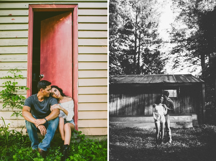 Couple sitting in doorway