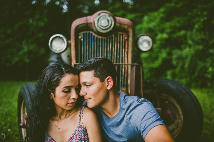 Couple with tractor engagement session