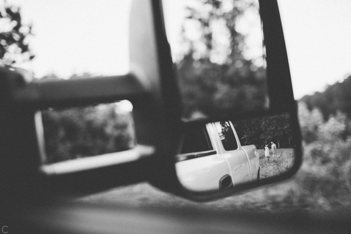 Reflection in truck mirror