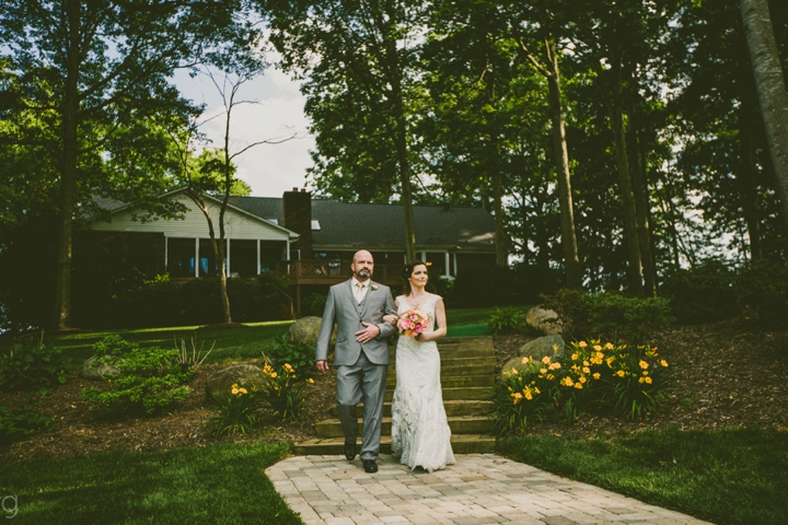 Bride and father walking down aisle