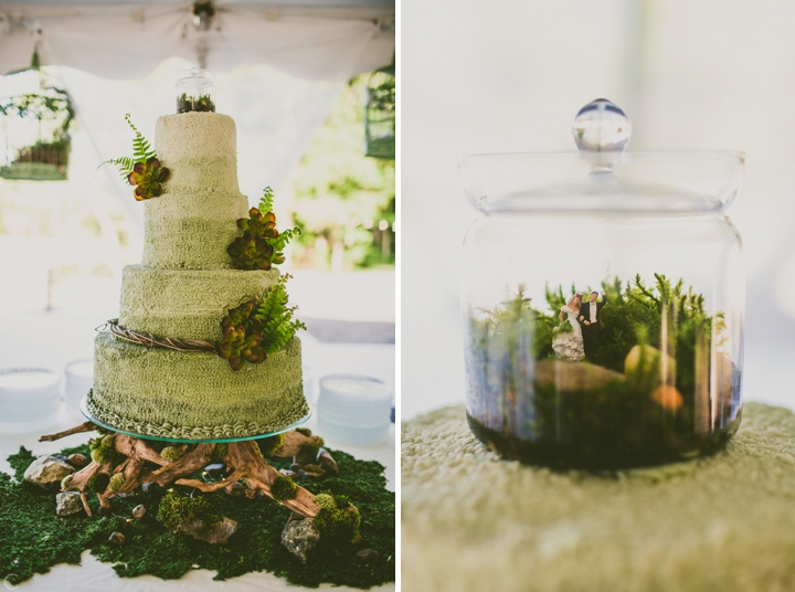 Green moss wedding cake
