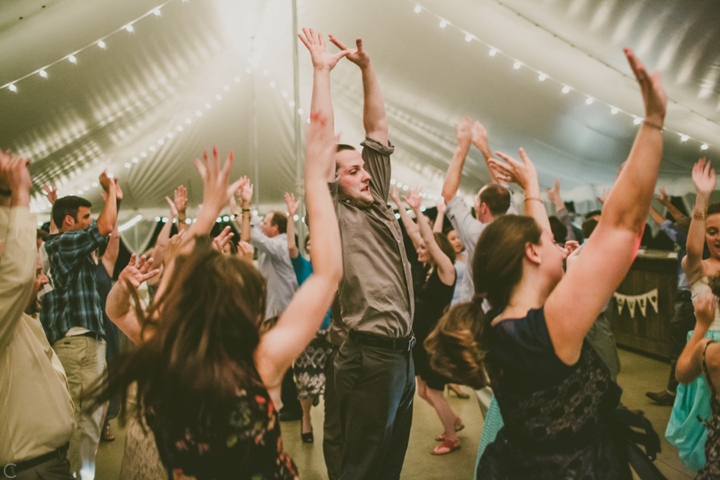 Wedding guests dancing