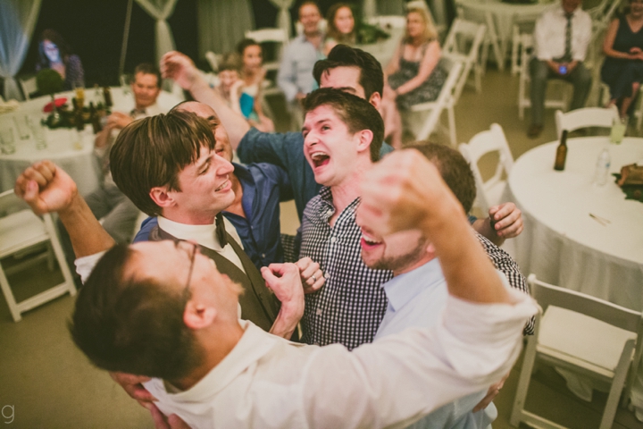 Wedding guests dancing