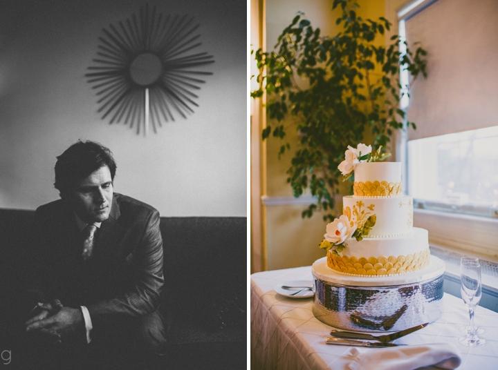 black and white groom portrait