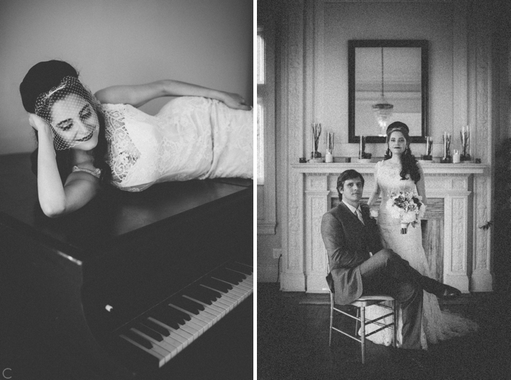 black and white bridal portraits