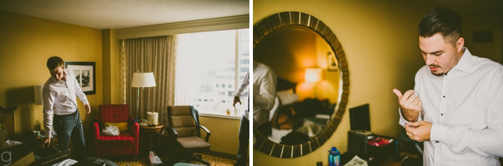 Groom getting dressed