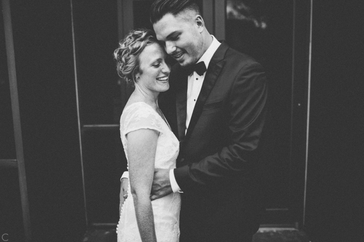 black and white wedding portrait