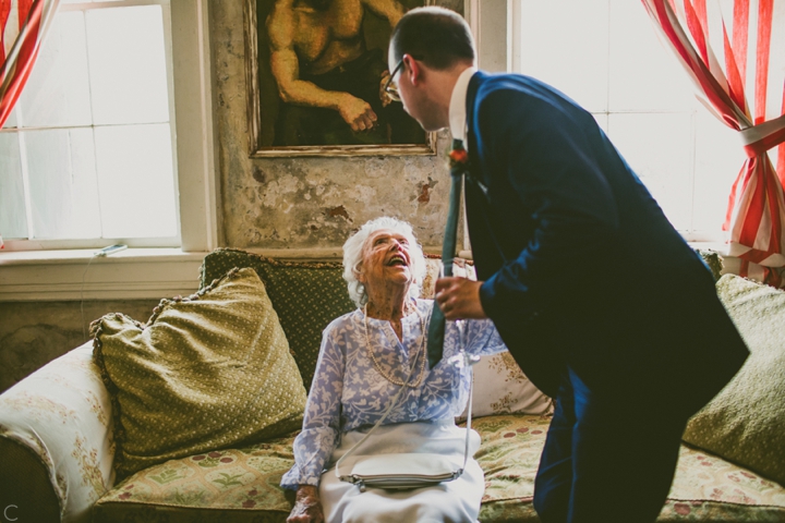 Groom talking to grandmother