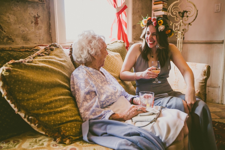 Bride speaking with grandmother