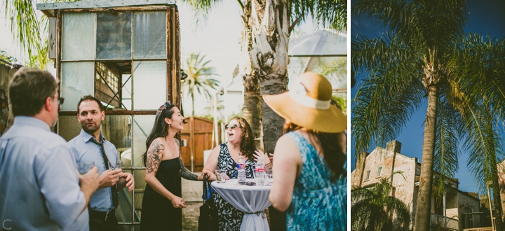 Wedding guests talking