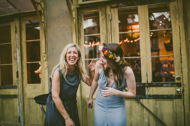 People laughing at wedding