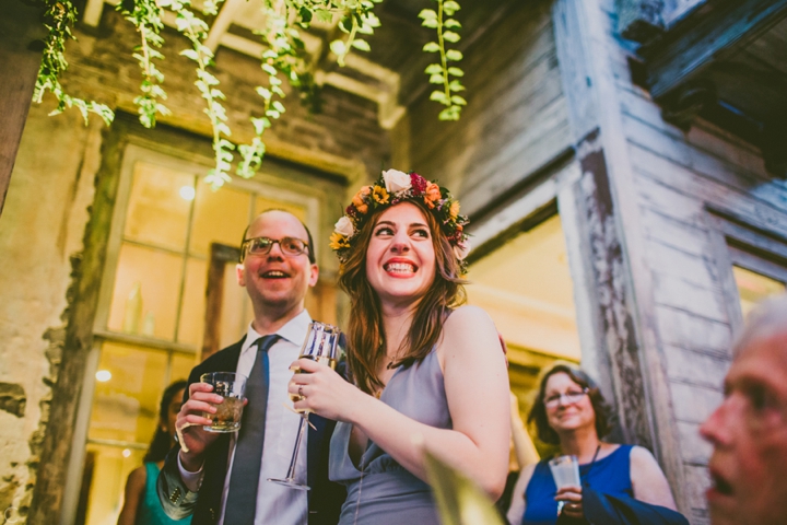 Bride laughing during speech