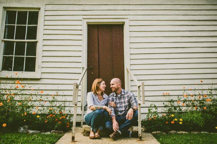 Couple sitting on stoop