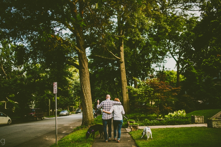 Couple walking their dogs Historic Oakwood