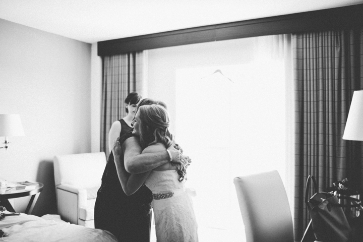 Bride hugging her mother