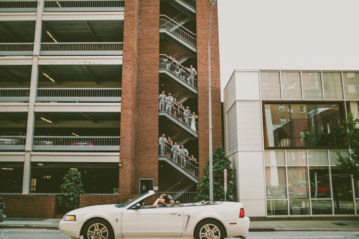 Wedding Party in Parking Garage