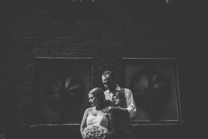 Black and white wedding portrait