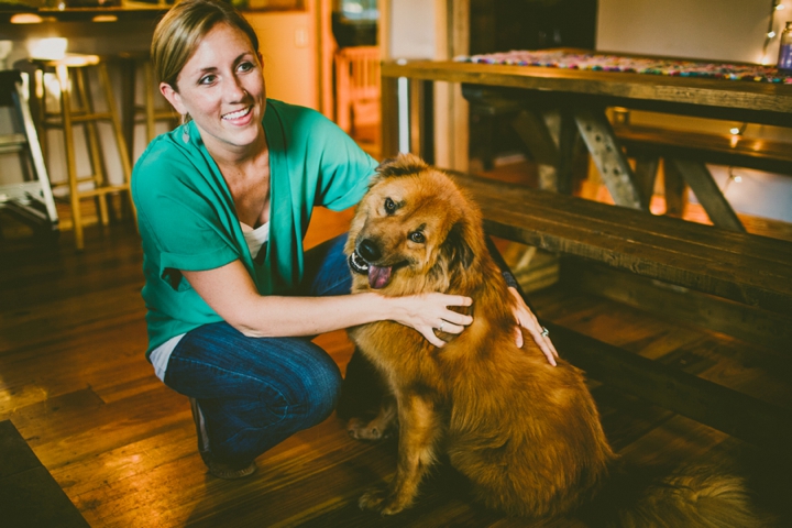 Owner and chow dog