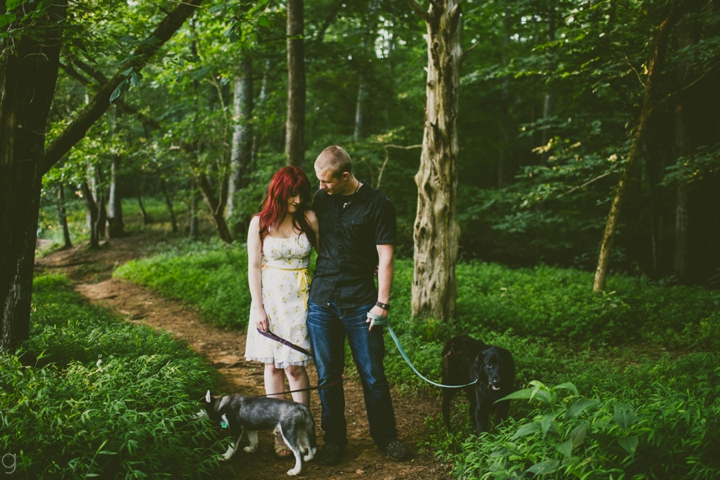 Couple with dogs