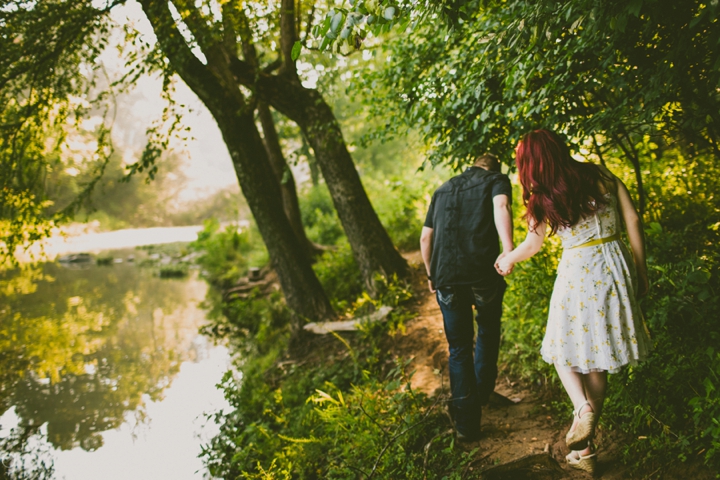 Couple walking near water