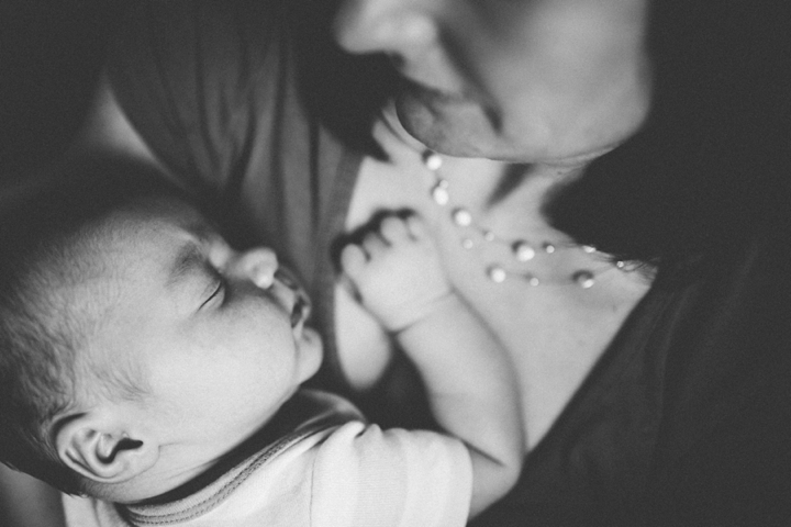 Black and white baby and mother