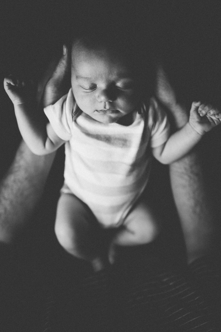 Black and white newborn baby portrait