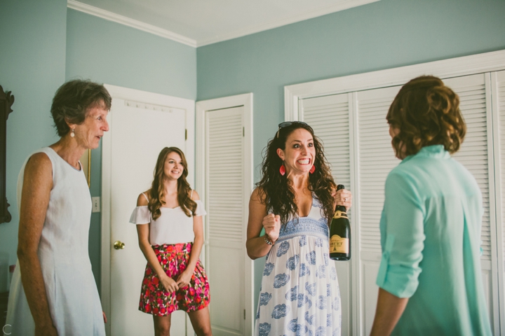 Excited wedding guest