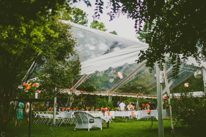 Clear tent at wedding