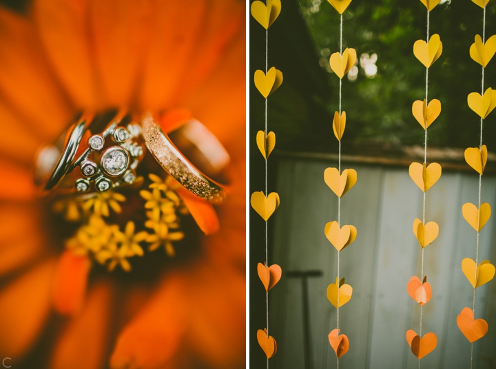 Wedding rings on flowers