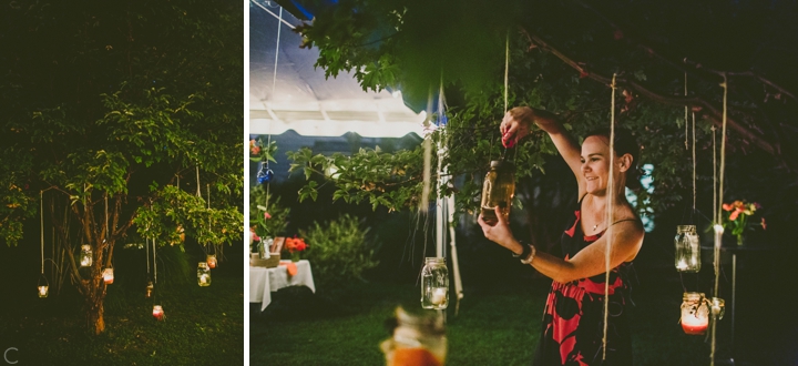 Candles in trees wedding