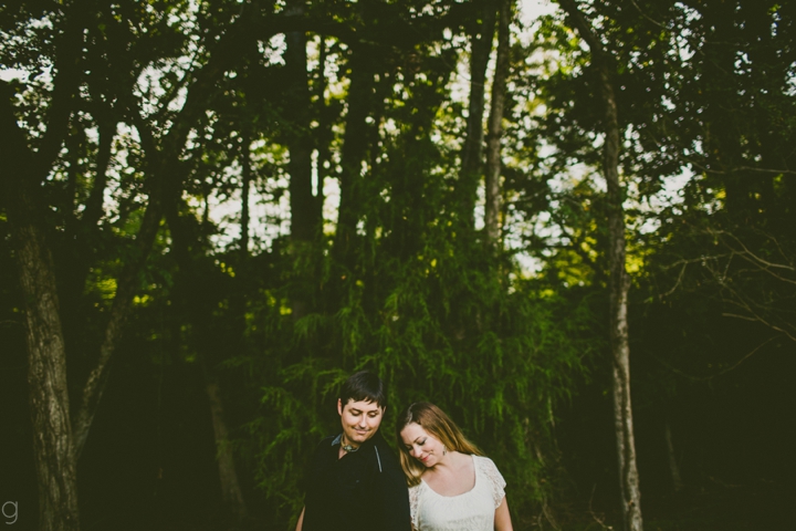 Couple standing by trees