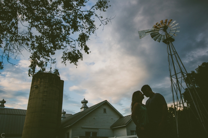 Silhouette by barn