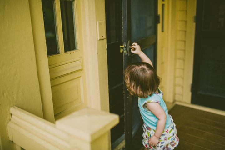 Toddler opening door