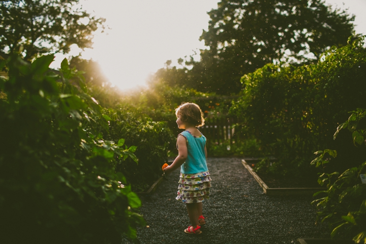 Kid walking in garden