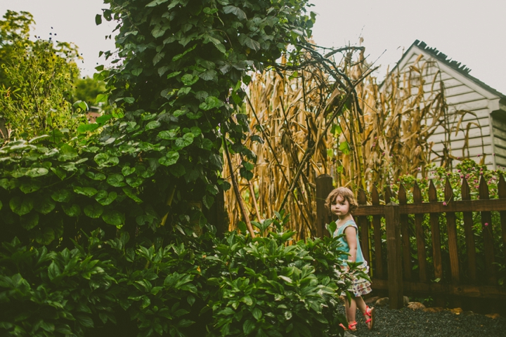 Toddler in garden