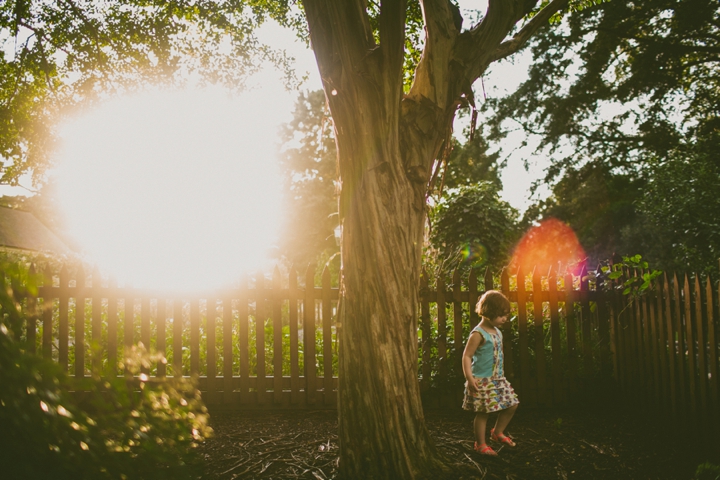 Child walking in garden