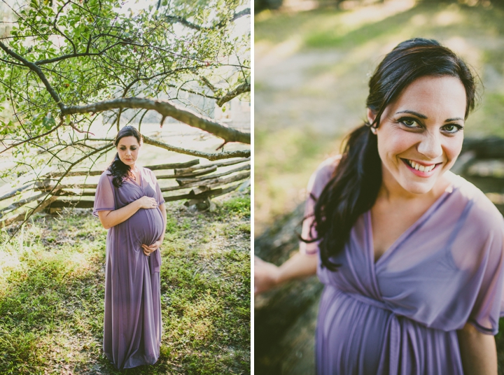 Maternity portrait in purple dress
