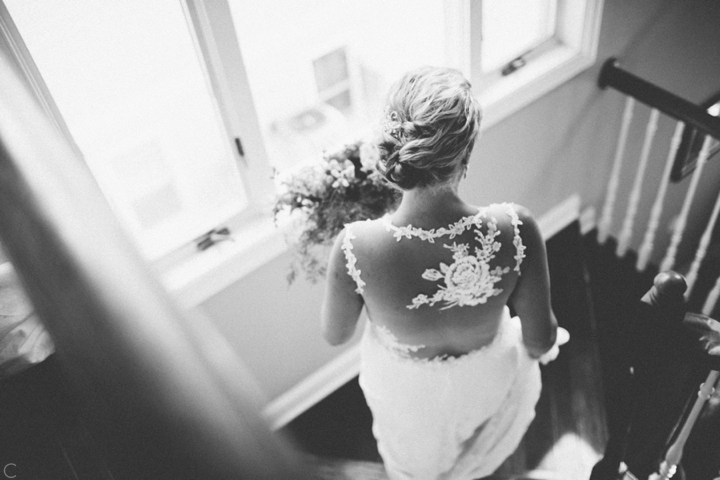 Bride walking down the stairs