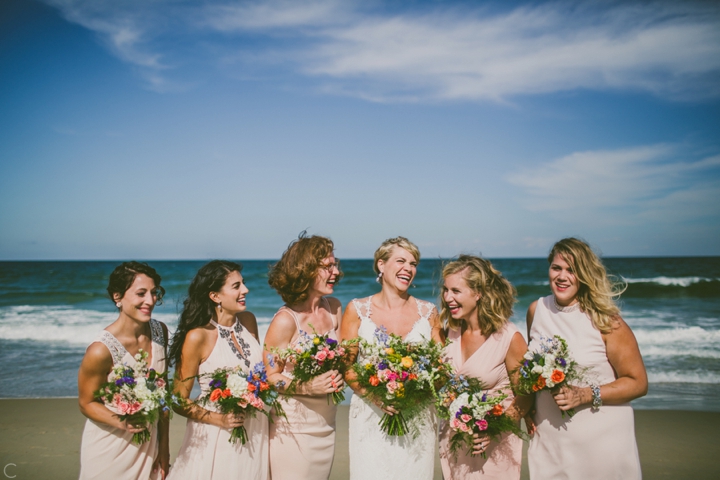 Bridesmaids laughing