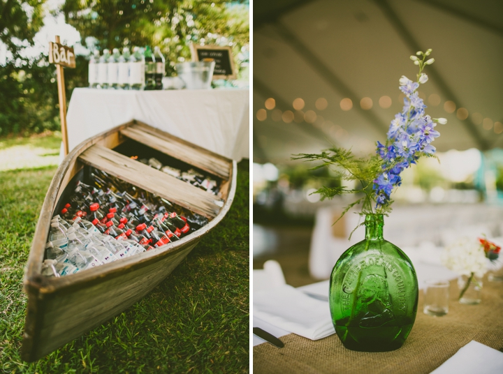 Row bow with drinks at wedding