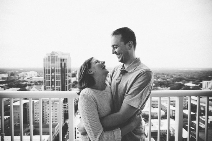 Couple laughing on deck