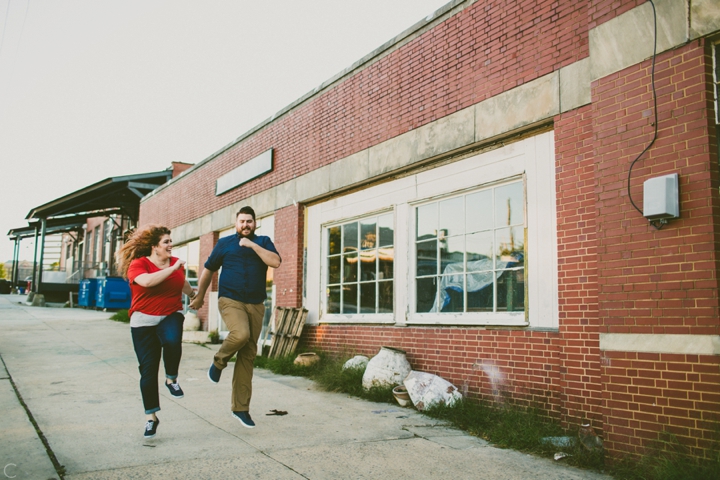 Couple skipping