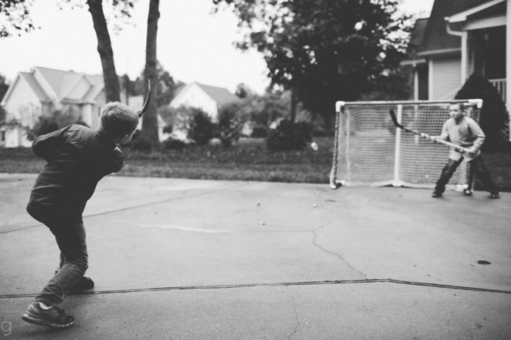 Kids playing hockey