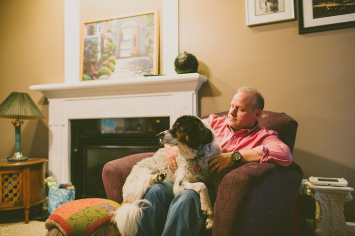 Man sitting with his dog