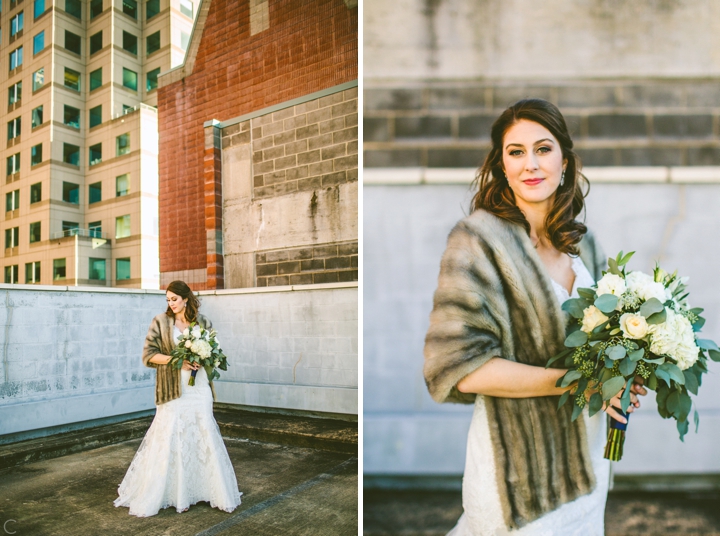 Fur stole on wedding day